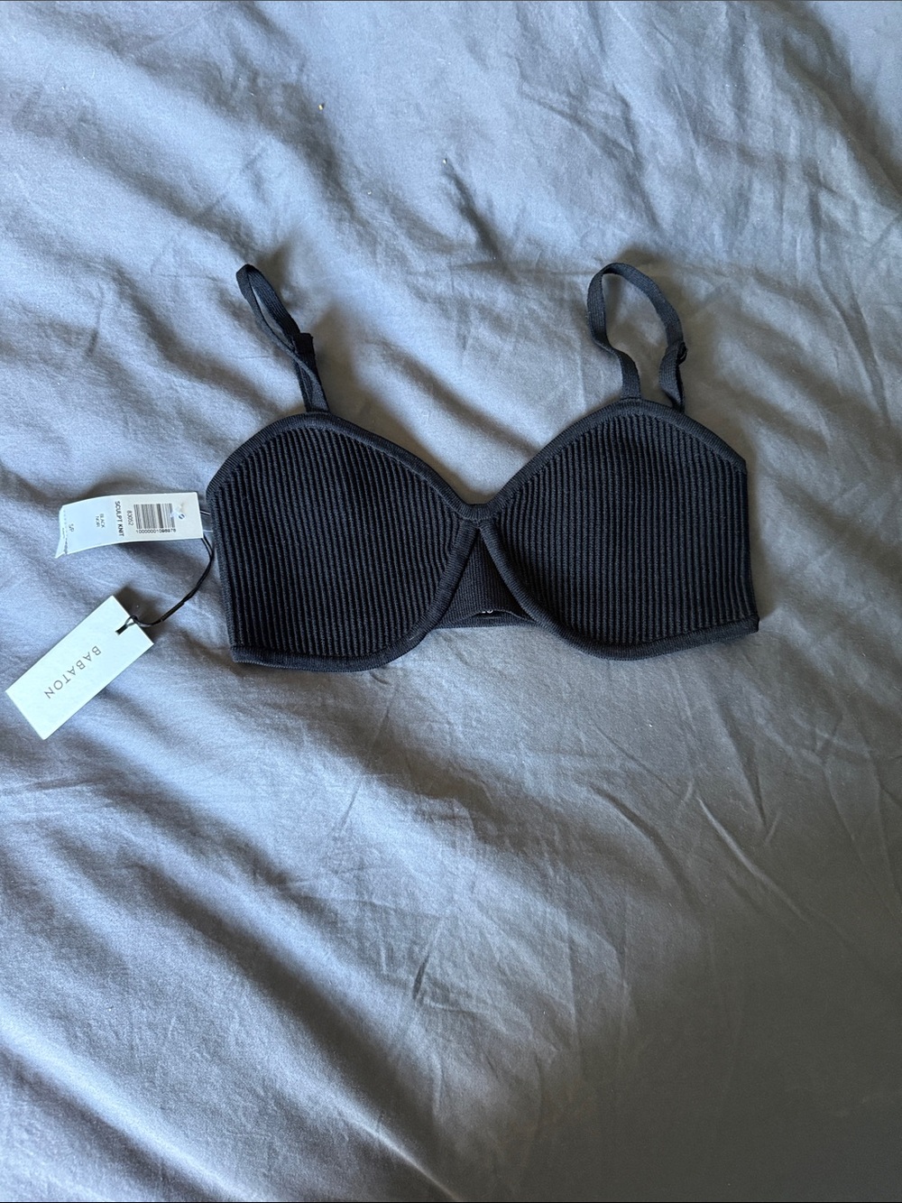 Babaton Black Ribbed Underwire Bra with Removable Straps